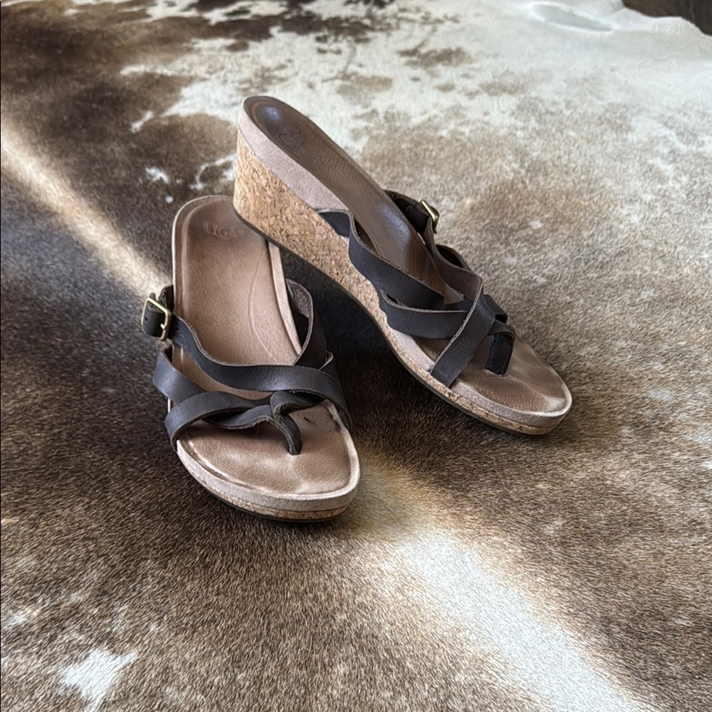 Women's UGG Brown Wedge Sandals